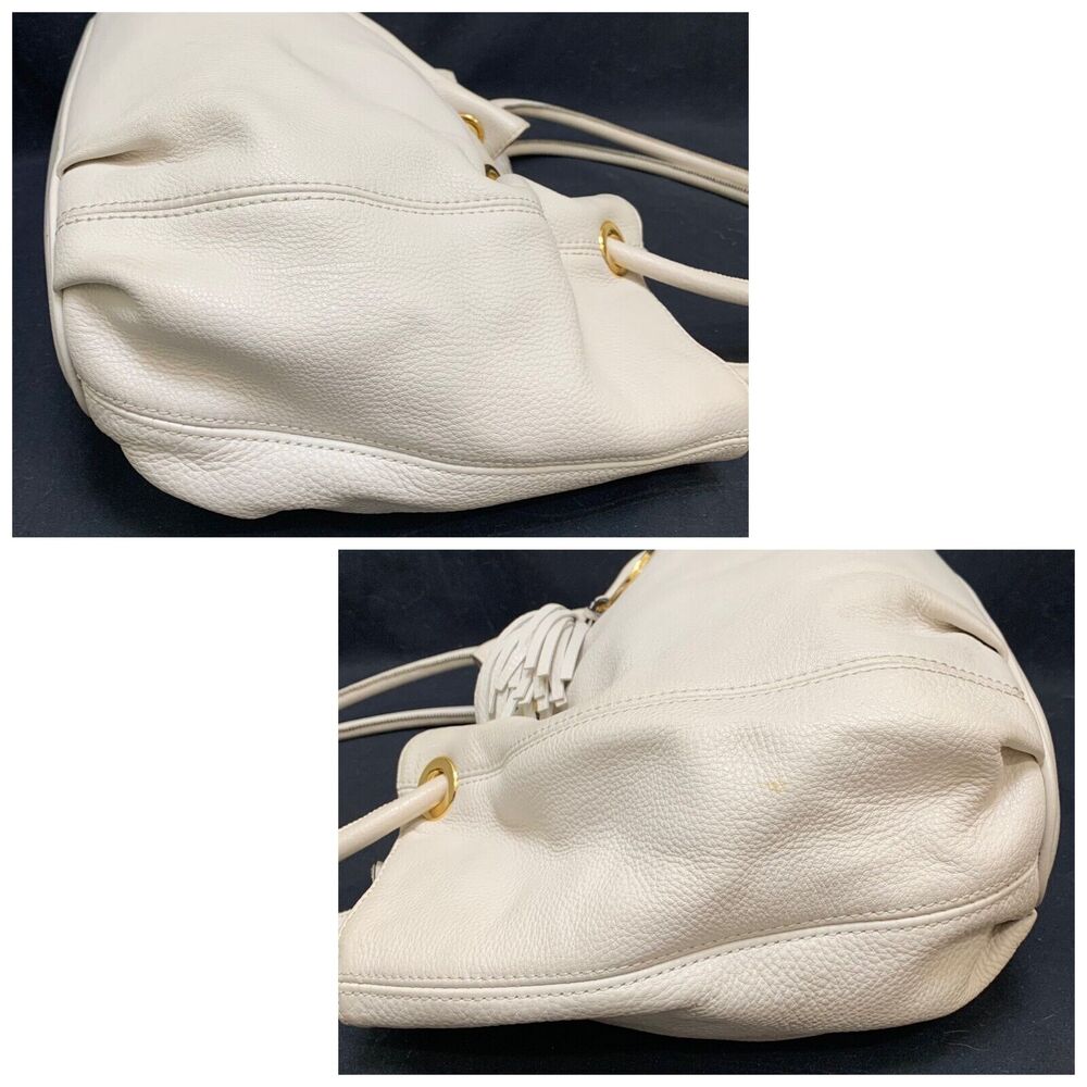 MICHAEL KORS Vanilla Pebbled Leather Tasseled ASTOR Ring Tote Shoulder Bag - Picture 6 of 12